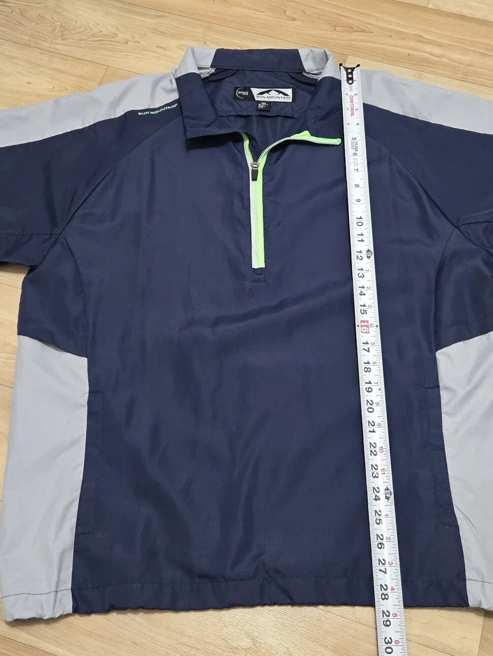 Sun Mountain Wind Wear Golf 1/4 Zip Windbreaker w/Pockets, Blue & Gray, Men's L